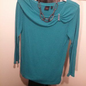 Rafealla Cyan 3/4 sleeve  blouse light and soft